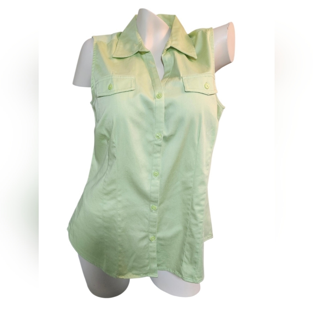 Van Heusen Stretch Sleeveless Light Green Women's Blouse